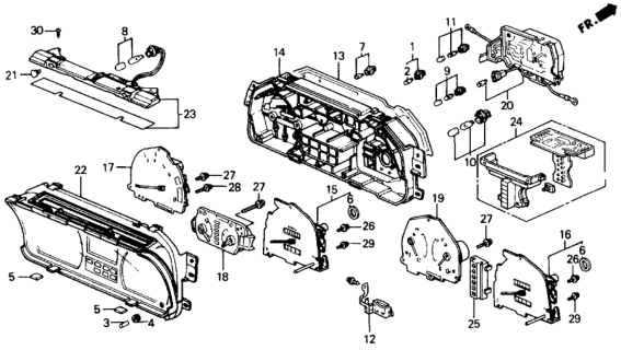 1991 Honda Civic Meter Assembly, Fuel & Temperature (Northland Silver) Diagram for 78130-SH3-911