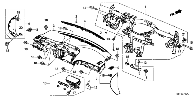 2016 Honda Accord Beam, Steering Hanger Diagram for 61300-T3L-A00ZZ