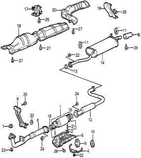 1984 Honda Accord Muffler, Exhuast Diagram for 18307-SA6-671