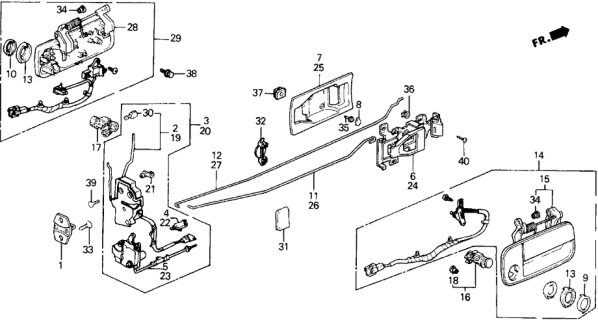 1989 Honda Prelude Actuator Assembly, Driver Side Door Lock Diagram for 72155-SF1-A01