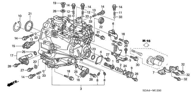 2006 Honda Accord MT Transmission Case (V6) Diagram
