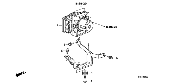 2012 Honda Fit Modulator Assembly, Vsa (C Diagram for 57110-TK6-407