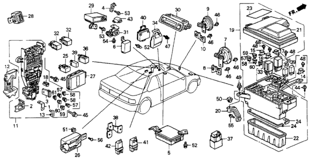 1990 Honda Accord Box Assembly, Relay Diagram for 38250-SM4-A20