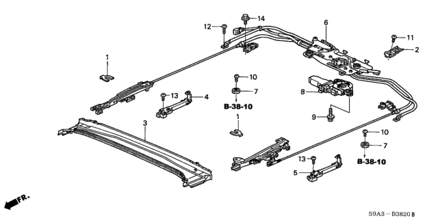2004 Honda CR-V Roof Slide Components Diagram