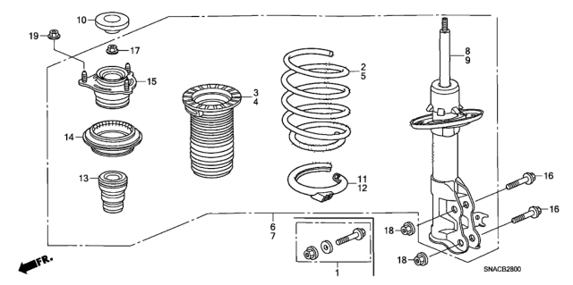 2011 Honda Civic Rubber, Left Front Spring Mounting Diagram for 51403-SNA-A02