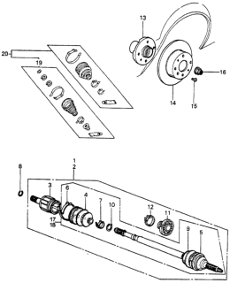 1980 Honda Prelude Driveshaft Assembly, Passenger Side Diagram for 44305-692-003
