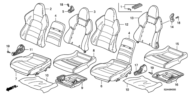 2009 Honda S2000 Cover, Left Front Seat Cushion Trim (Carbon Yellow) Diagram for 81531-S2A-A61ZB