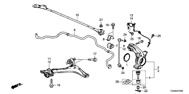 2016 Honda Accord Arm, Right Front (Lower) Diagram for 51350-T2A-B00