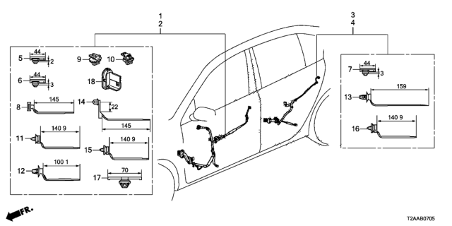 2017 Honda Accord Wire Harness, L. RR. Door Diagram for 32754-T2A-A21