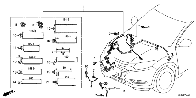 2018 Honda HR-V Wire Harness, R. Cabin (Include RR. Washer Tube) Diagram for 32100-T7S-A21