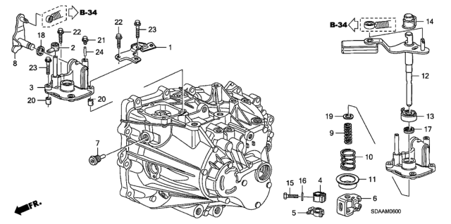 2007 Honda Accord MT Shift Arm - Shift Lever (L4) Diagram