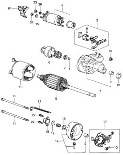 1983 Honda Civic Starter Motor Components (Denso) Diagram