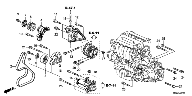 2014 Honda Civic Alternator Bracket  - Tensioner (2.4L) Diagram