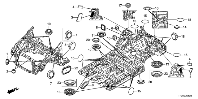 2012 Honda Civic Insulator, RR. Wheelhouse Diagram for 74531-TR2-A00