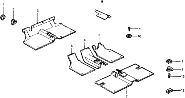 1975 Honda Civic Floor Mat, L. FR. *NH1L* (BLACK) Diagram for 72823-664-621ZA