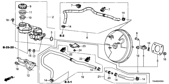 2012 Honda CR-V Tube Assy., Master Power Diagram for 46402-T0A-A01