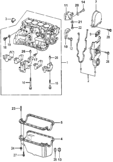 1981 Honda Accord Cylinder Block - Oil Pan Diagram