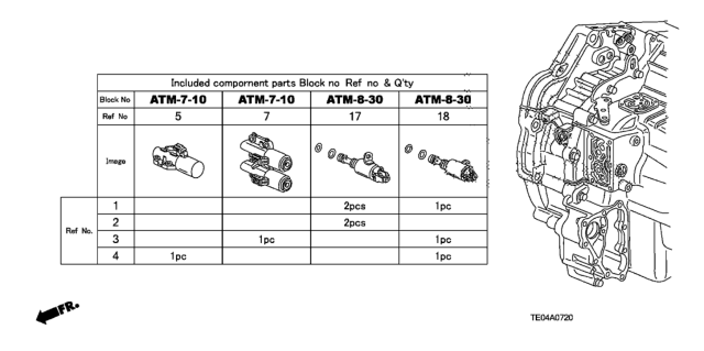 2009 Honda Accord Solenoid Set D, Shift Diagram for 28015-R90-308