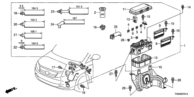2015 Honda Odyssey Harn, L. Cabin Diagram for 32120-TK8-A20