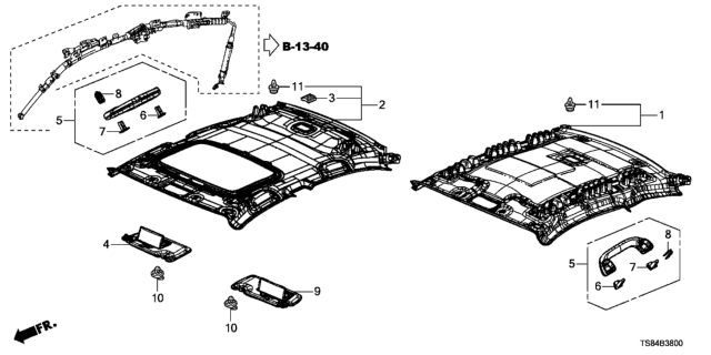 2012 Honda Civic Lining Assy., Roof *NH686L* (Sunroof) (WARM GRAY) Diagram for 83200-TS8-A51ZB
