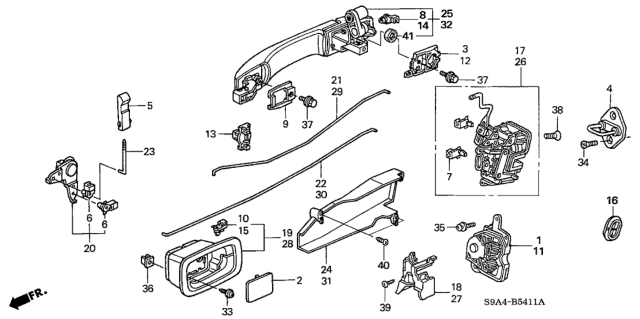 2005 Honda CR-V Handle Assembly, Right Rear Door (Outer) (Nighthawk Black Pearl) Diagram for 72640-S9A-J01ZD