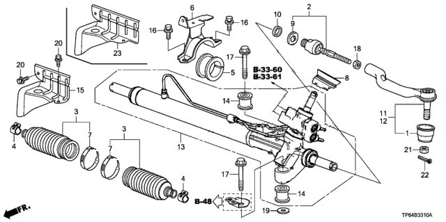 2013 Honda Crosstour Box, Steering Gear Diagram for 53601-TY4-A02