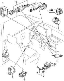 1983 Honda Civic Switch Assembly, Rear Wiper Diagram for 35450-SA7-003