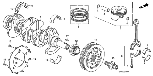 2009 Honda Civic Crankshaft - Piston (1.8L) Diagram