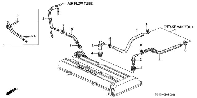 1998 Honda CR-V Pipe, Breather Diagram for 17135-P3F-A00