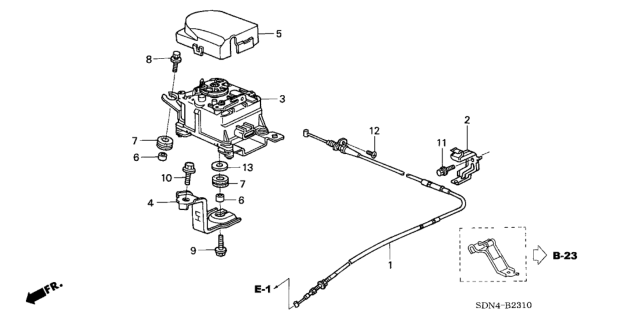 2005 Honda Accord Stay, Actuator Diagram for 36614-RAA-A00