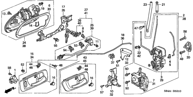 2002 Honda Accord Handle Assembly, Left Front Door (Outer) Diagram for 72180-S86-K11