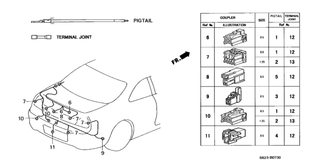 2002 Honda Accord Pigtail (0.5) (Yellow) Diagram for 04320-SP0-T10