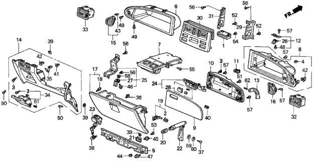 1998 Honda Odyssey Instrument Panel Garnish Diagram