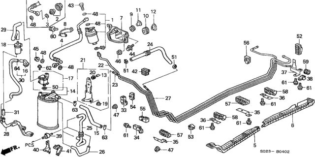1999 Honda Civic Insulator Rubber, Fuel Pipe (B) Diagram for 91594-S01-A00