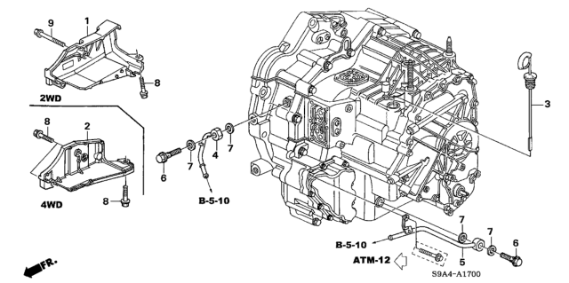 2005 Honda CR-V AT Oil Level Gauge - ATF Pipe (5AT) Diagram