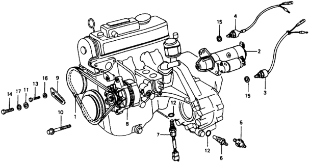 1978 Honda Civic Alternator Assembly Diagram for 31100-634-671