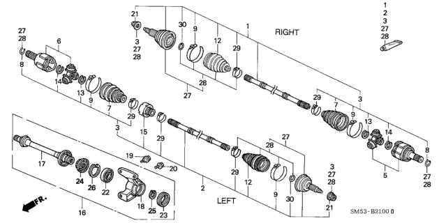 1993 Honda Accord Joint, Inboard Diagram for 44310-SM4-310