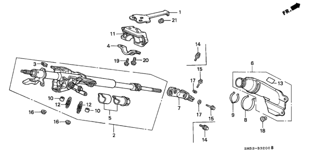 1993 Honda Accord Column Assembly, Steering Diagram for 53200-SM5-A07