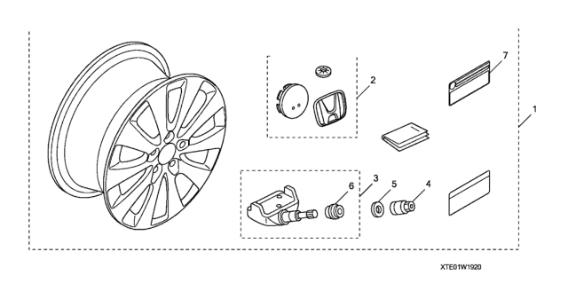 2012 Honda Accord Alloy Wheel (19") (Paint) Diagram