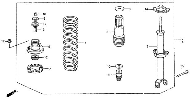 1993 Honda Accord Shock Absorber Assembly, Right Rear Diagram for 52610-SM4-A06