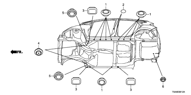 2016 Honda Fit Grommet (Lower) Diagram