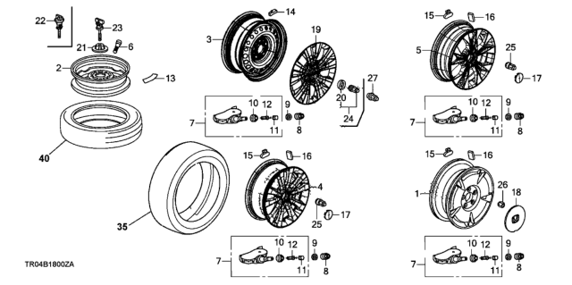 2012 Honda Civic Trim, Wheel 15X6J Diagram for 44733-TR0-A01