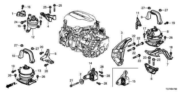 2019 Honda Pilot Weight, Side Engine Mounting Diagram for 50420-TZ5-A00