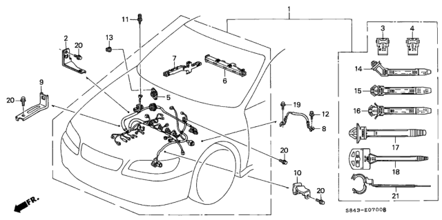 1998 Honda Accord Wire Harness, Engine Diagram for 32110-PAA-A00