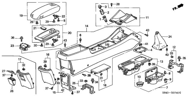 2001 Honda Accord Garnish, Console Panel *B94L* (DARK LAPIS) Diagram for 83403-S84-A01ZA