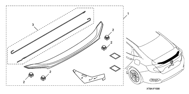 2016 Honda Civic Spoiler - Decklid Diagram