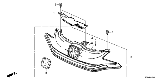 2015 Honda Fit Cover, FR. Grille Diagram for 71105-T5A-000