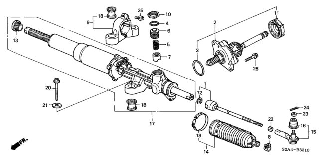 2000 Honda S2000 Cover, Pinion Dust Diagram for 53501-S2A-003
