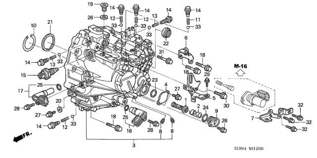 2005 Honda Accord MT Transmission Case (V6) Diagram