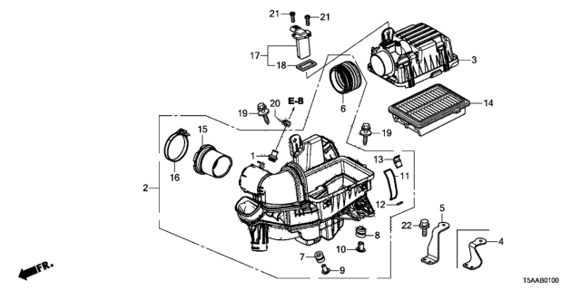 2019 Honda Fit Cover, Air Cleaner Diagram for 17210-5R7-A01